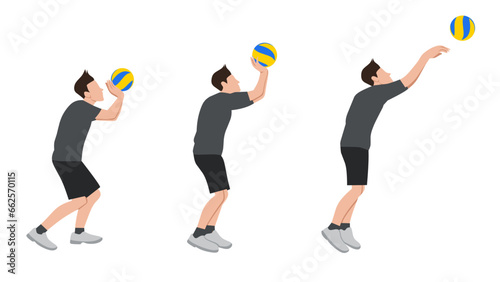 Flat design ilustration of man doing volley ball fos exercise,volley ball ilustration,education for childern