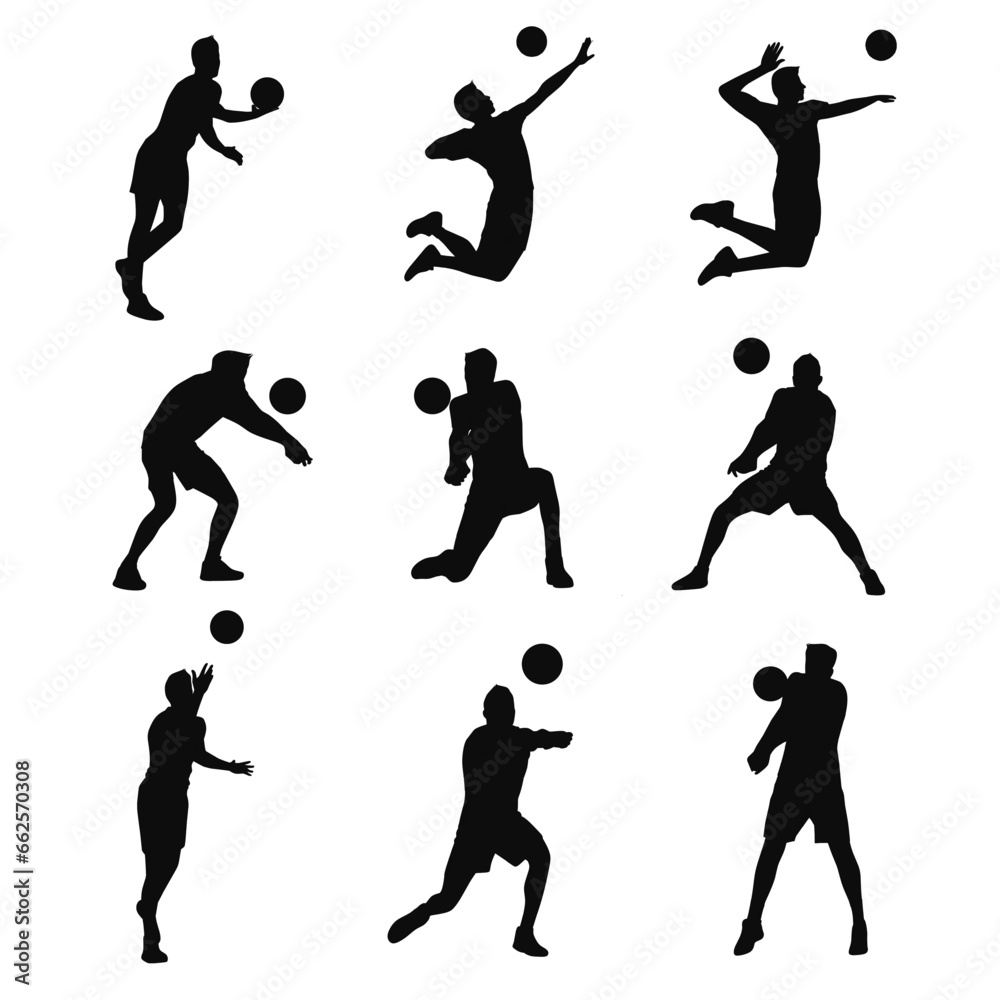 Obraz premium Flat design ilustration of man doing volley ball fos exercise,volley ball ilustration,education for childern