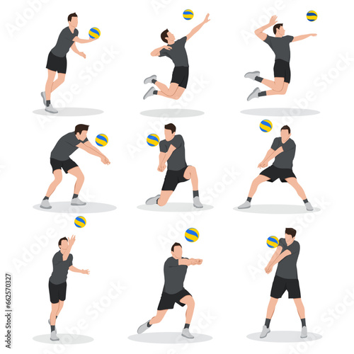 Flat design ilustration of man doing volley ball fos exercise,volley ball ilustration,education for childern