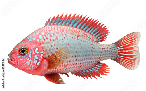 Beautiful Flowerhorn Cichlid Fish Isolated on Transparent Background PNG.