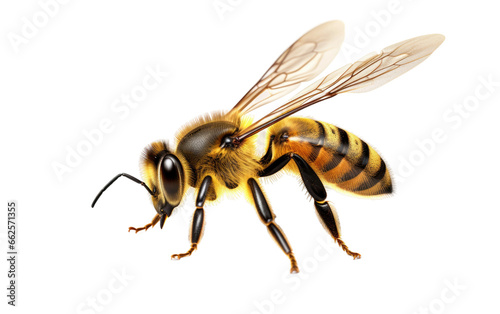 Yellow Cute Flying Bee Isolated on Transparent Background PNG.