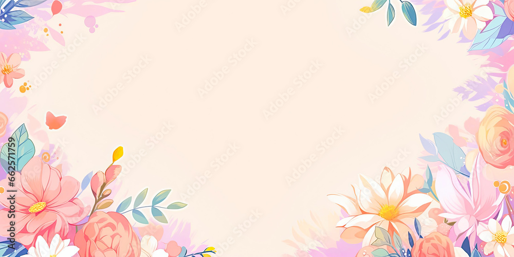 Wedding floral flowers background banner backdrop Anniversary art, generated ai 