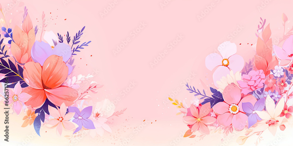 Wedding floral flowers background banner backdrop Anniversary art, generated ai 
