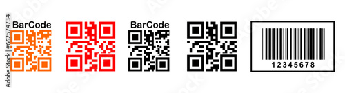 QR code scan, Barcode Scan and Face Recognition icon set. Mobile Scan vector icons. Scanning of Codes and Objects. Check Code icons.