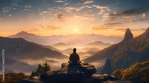 Young person meditating at dawn © Cedar
