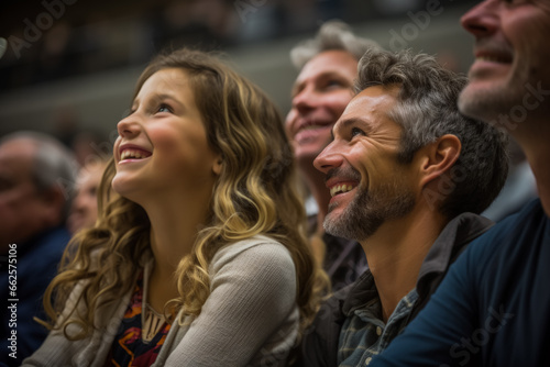 Parents proudly watching their children perform their faces filled with joy and admiration  © fotogurmespb