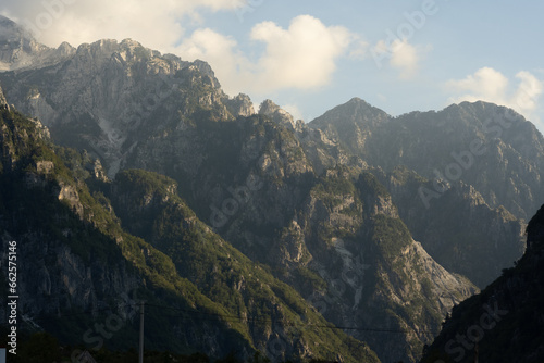 Albanian Alps in Theth Valley at sunrise