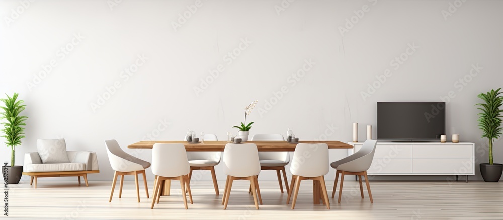 Dining table in living room With copyspace for text