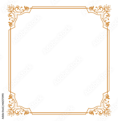 Decorative frame Elegant vector element for design in Eastern style, place for text. Floral golden and white border. Lace illustration for invitations and greeting cards.