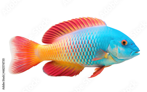 Beautiful Colorful Jellybean Parrotfish Isolated on Transparent Background PNG.
