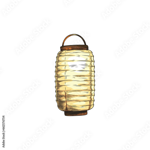 Hand drawn colorful Japanese lantern sketch style, vector illustration