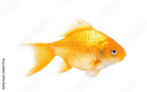 Yellow Cute Rancho Goldfish Isolated on Transparent Background PNG.