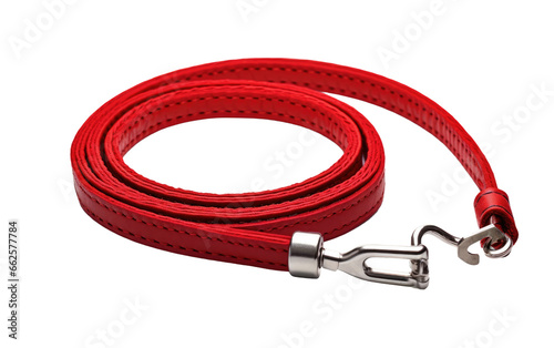 Stunning Red Reflective Dog Leash Isolated on Transparent Background PNG.