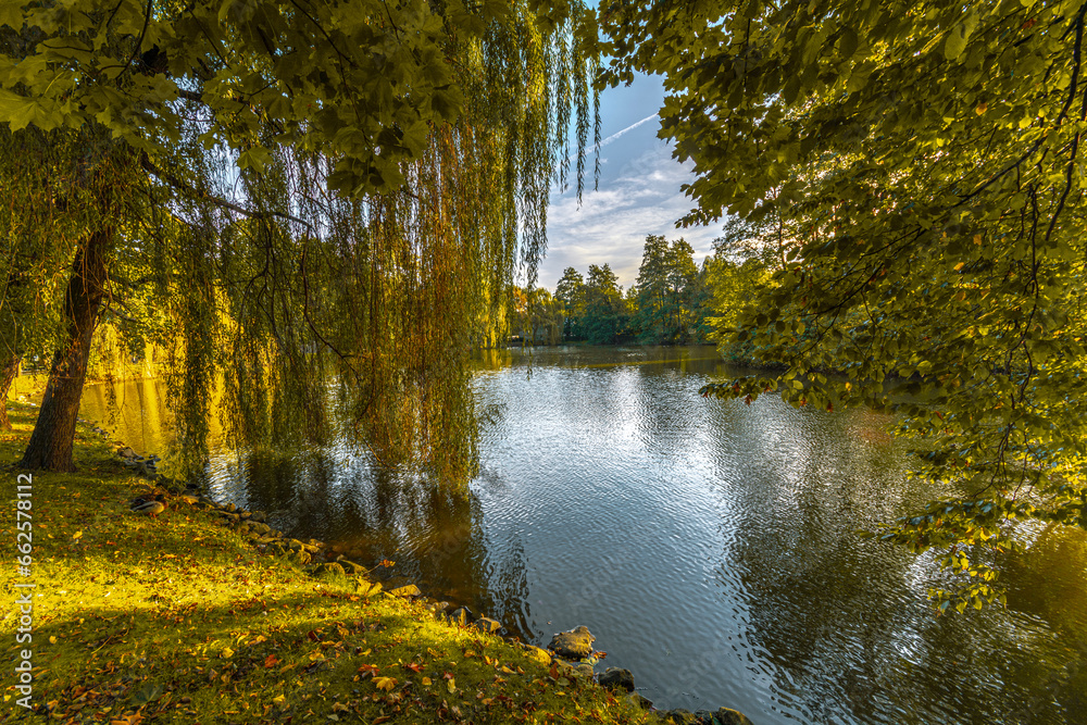 Obraz premium City Park in Andrychow, Poland.