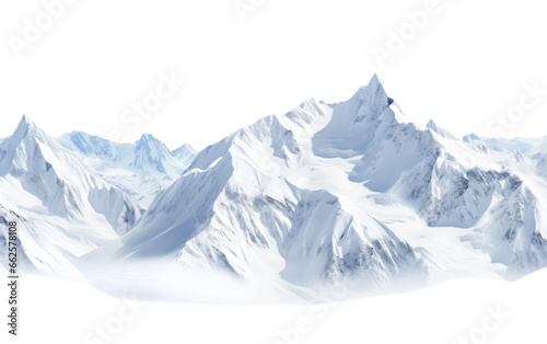 Beautiful View of Snow Mountains Captured Isolated on Transparent Background PNG.