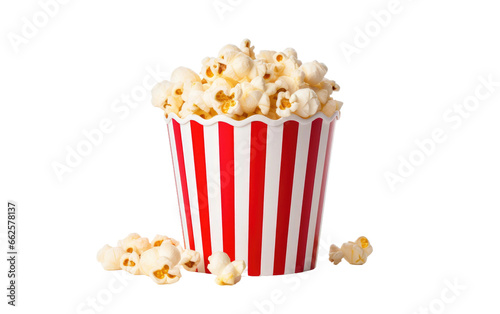 Stunning Image of Tasty Striped Popcorn Isolated on Transparent Background PNG.