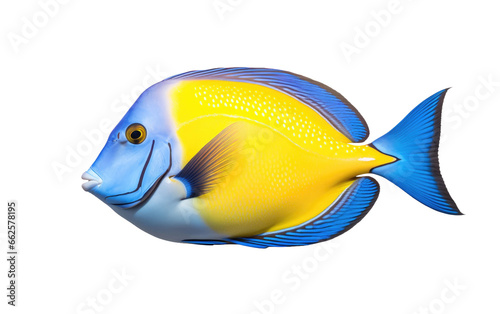 Blue and Yellow Beautiful Surgeonfish Isolated on Transparent Background PNG. © Haider