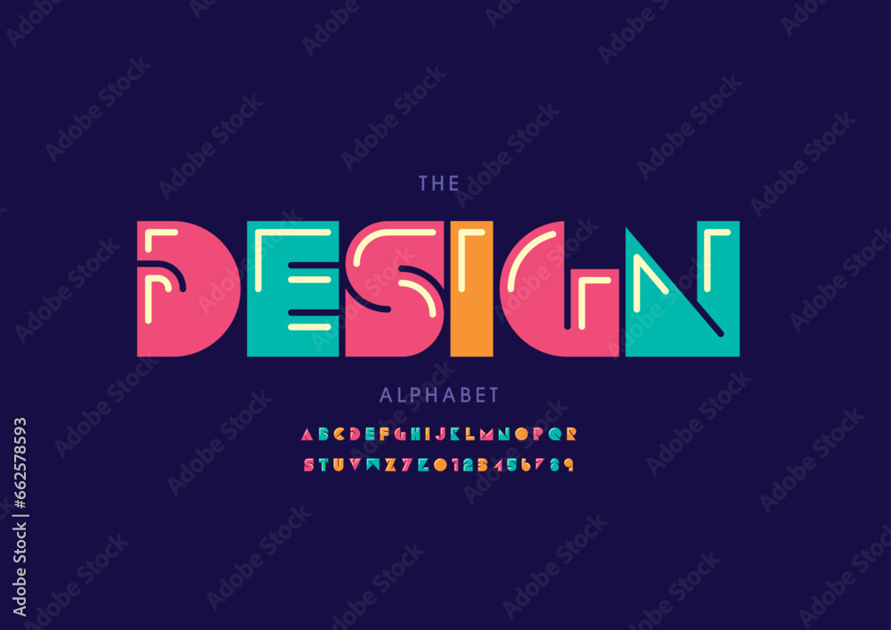 Vector of stylized modern font and alphabet Vector of stylized modern font and alphabet
