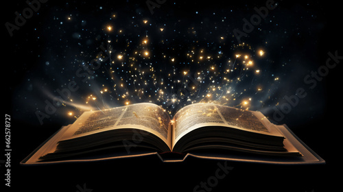An open book with a glowing light coming out