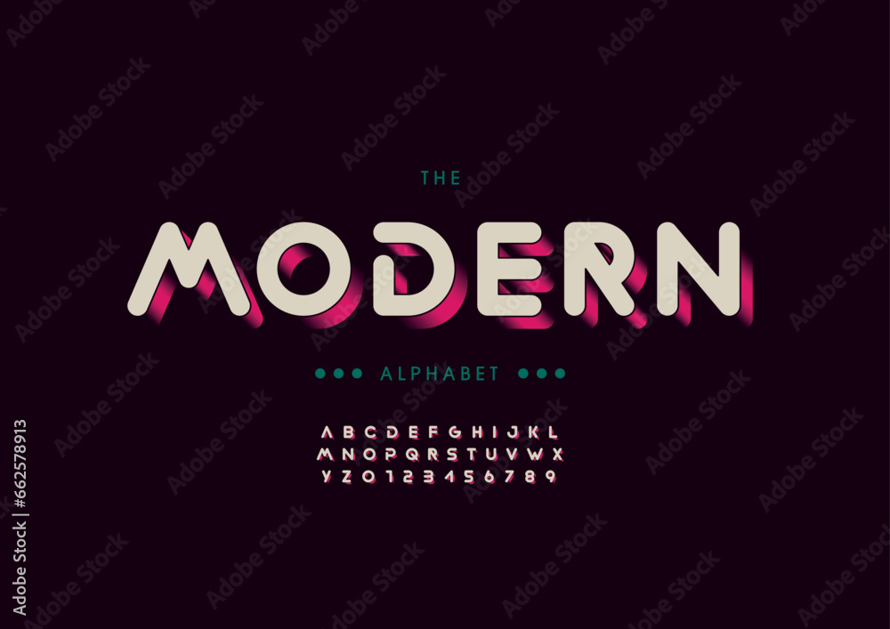 Fototapeta premium Vector of stylized modern font and alphabet