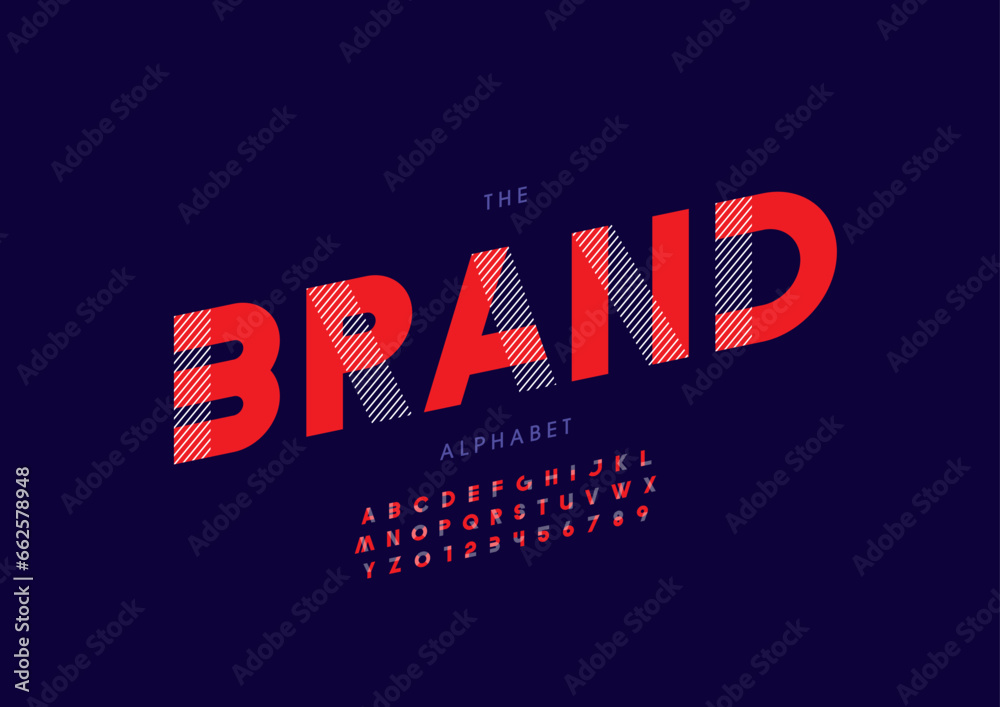 Fototapeta premium Vector of stylized modern font and alphabet