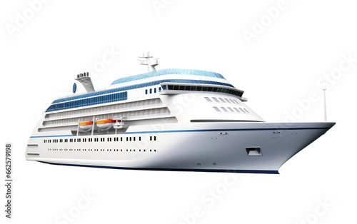 Stunning Heavy White Cruise Ship Isolated on Transparent Background PNG.