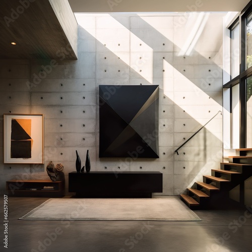 Dense lattice concrete walls of six solid black art Brazilian modern architecture