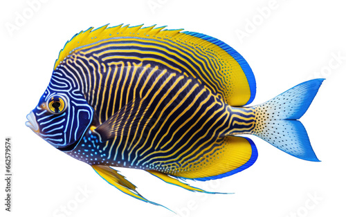 Colorful Cute Emperor Angelfish Isolated on Transparent Background PNG.