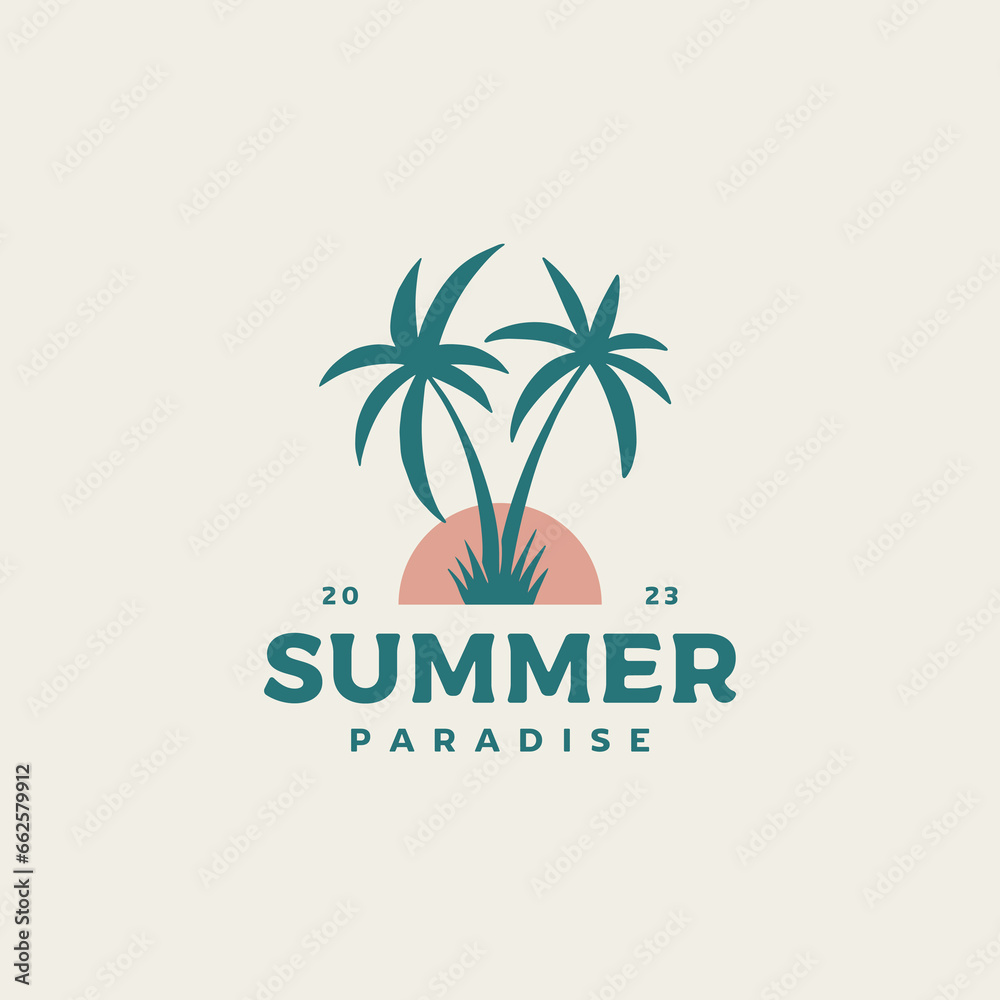 Summer palm tree logo design