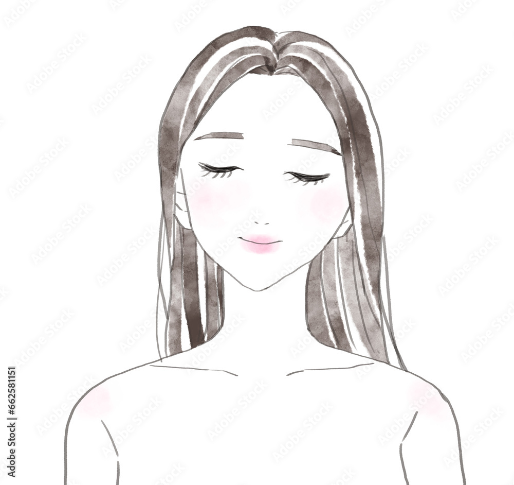 目を瞑る女性 目を瞑る女性