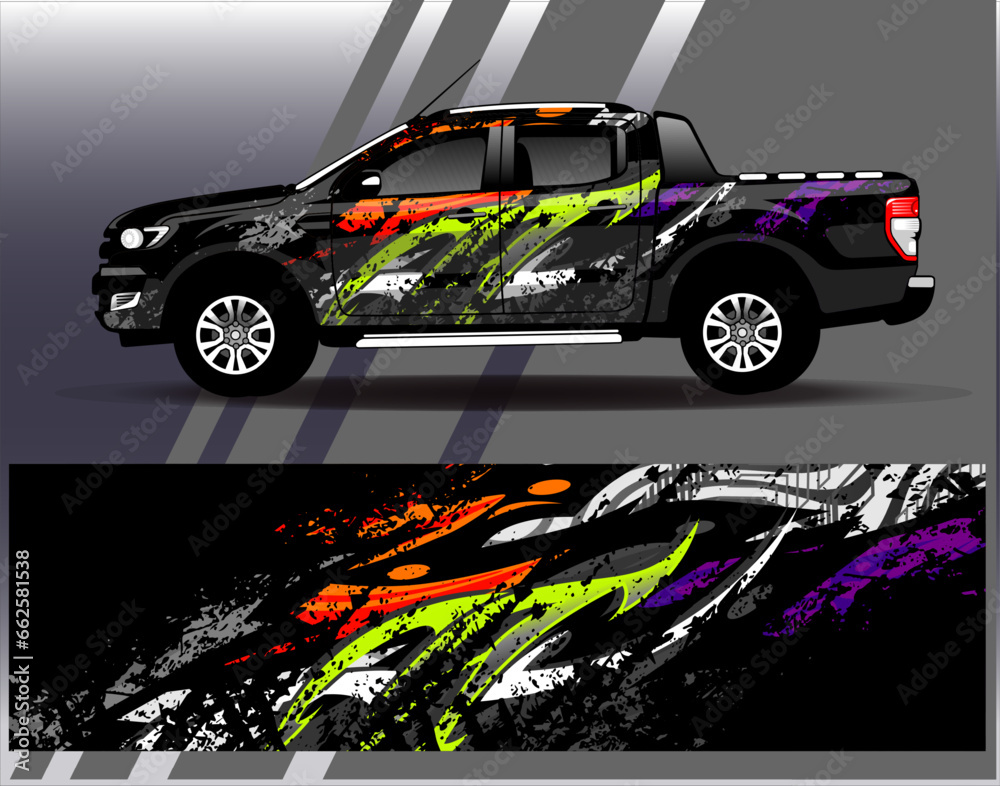 Car wrap design vector.Graphic abstract stripe racing background designs for vehicle, rally, race, adventure and car racing livery Car wrap design vector.Graphic abstract stripe racing background designs for vehicle, rally, race, adventure and car racing livery