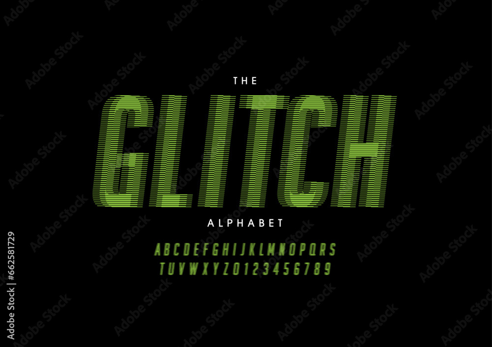 Naklejka premium Vector of stylized modern font and alphabet