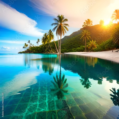 tropical island with palm trees