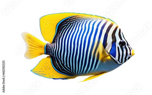 Stunning Colorful Emperor Angelfish Isolated on Transparent Background PNG.
