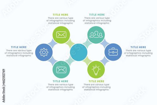 Presentation Business Circle Infographic Template With 6 Step Elements Vector Illustration