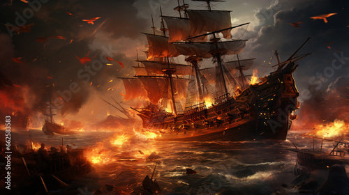 Pirate ships battle