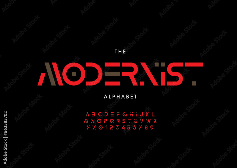 Vector of stylized modern font and alphabet Vector of stylized modern font and alphabet