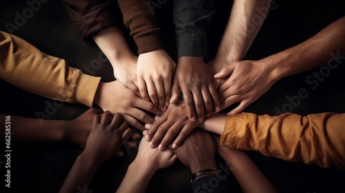 multiracial group with black african American Caucasian and Asian hands holding each other wrist in tolerance unity love and anti racism concept isolated on grunge background photo