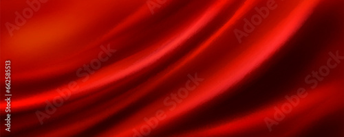Red luxury silk cloth background, fabric curtain velvet texture. Abstract 3d drape satin textile vector design backdrop. Premium royal soft liquid flowing material banner illustration for promotion