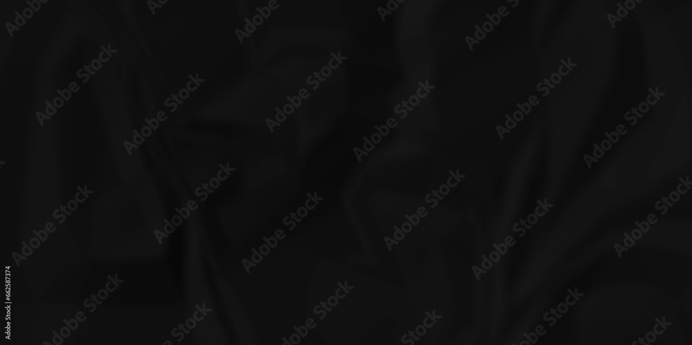 Dark crumple black fabric paper wrinkled poster template ,blank glued creased paper texture background. black paper crumpled backdrop background. used for cardboard and clarkboard. - obrazy, fototapety, plakaty 