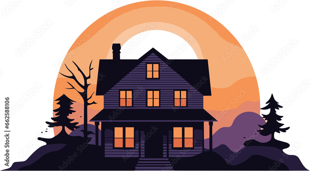 house Illustration in flat design with transparant background 