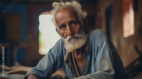 Old man with terminal illnesses at Mukti Bhawan, Indian death hotels full ultra HD, High resolution photo
