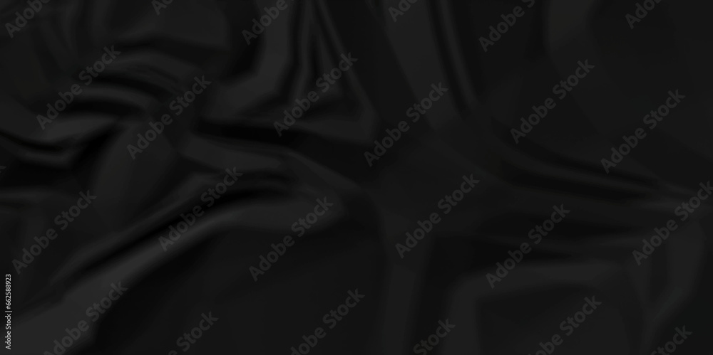Dark crumple black fabric paper wrinkled poster template ,blank glued creased paper texture background. black paper crumpled backdrop background. used for cardboard and clerkboard. - obrazy, fototapety, plakaty 