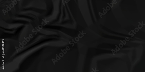 Dark crumple black fabric paper wrinkled poster template ,blank glued creased paper texture background. black paper crumpled backdrop background. used for cardboard and clerkboard.