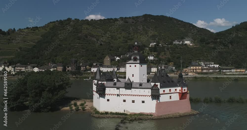 The Pfalzgrafenstein toll castle in the Rhine near Kaub. Rhineland-Palatinate, Germany, Europe The Pfalzgrafenstein toll castle in the Rhine near Kaub. Rhineland-Palatinate, Germany, Europe