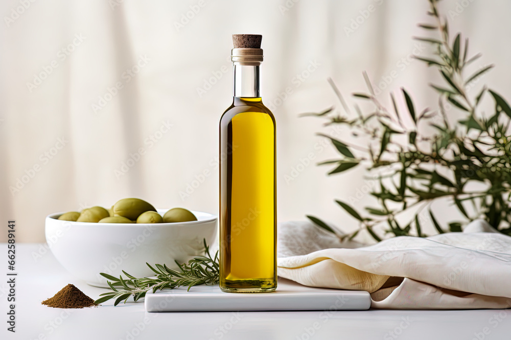 Mock up that captures the essence of olive oil as culinary inspiration, green olives Mock up that captures the essence of olive oil as culinary inspiration, green olives