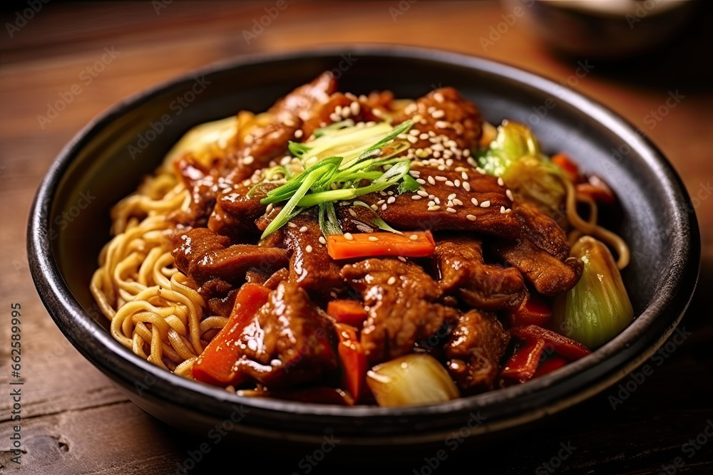 Japanese dishes yakisoba, stir fried noodle Japanese dishes yakisoba, stir fried noodle