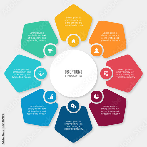 Circle Cycle Infographic Template Design With 8 Steps
