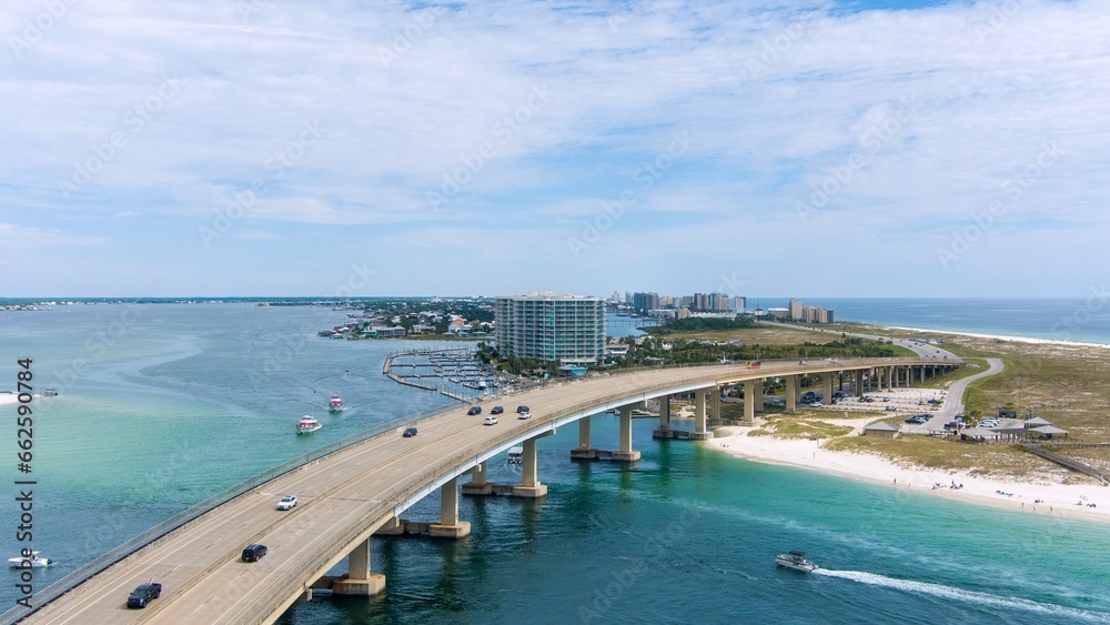 Aerial view of Perdido Pass Bridge in Orange Beach, Alabama