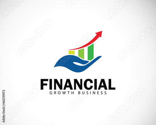 financial care logo creative growth diagram business design concept arrow symbol hand